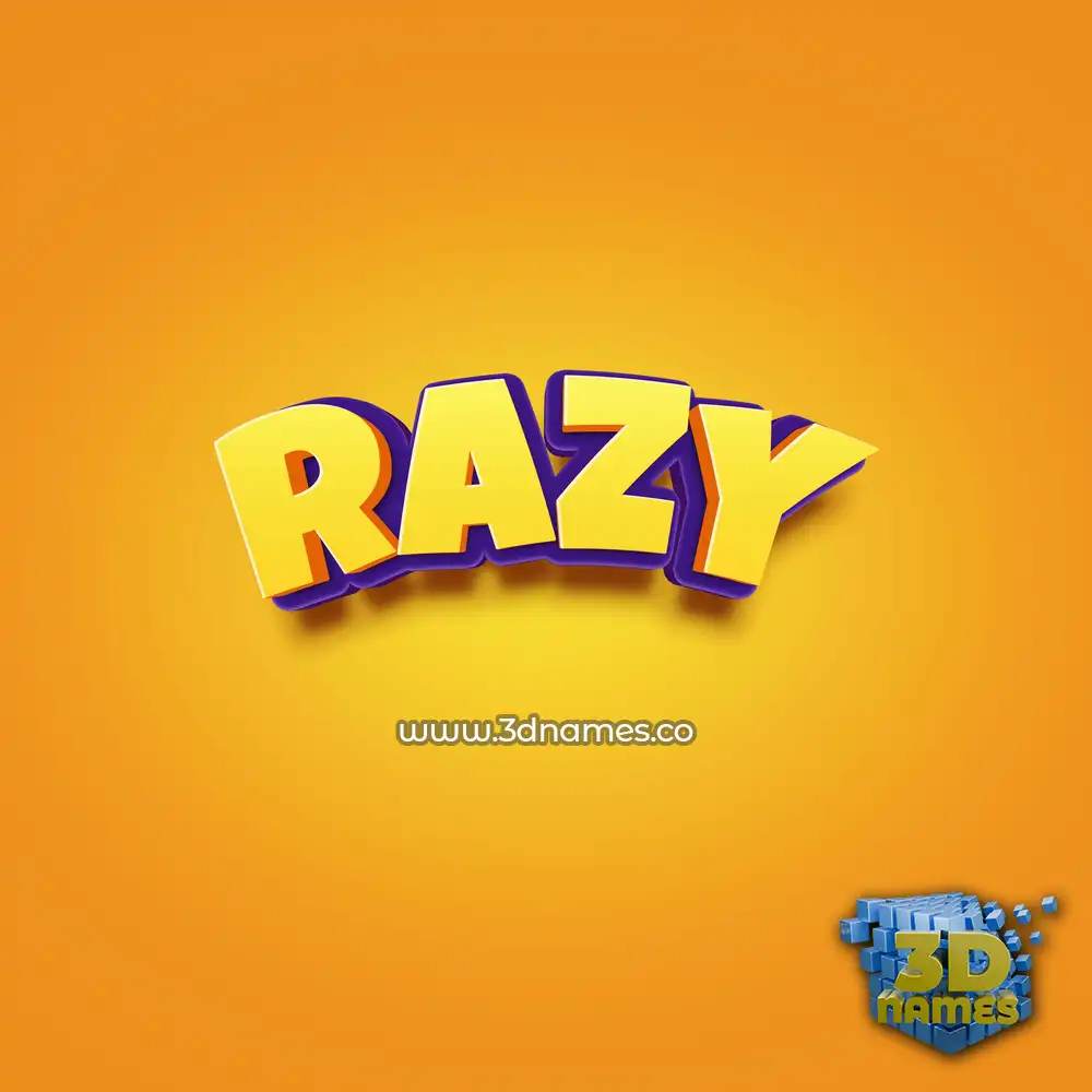 razy in Orange Toon style - 3D name wallpaper