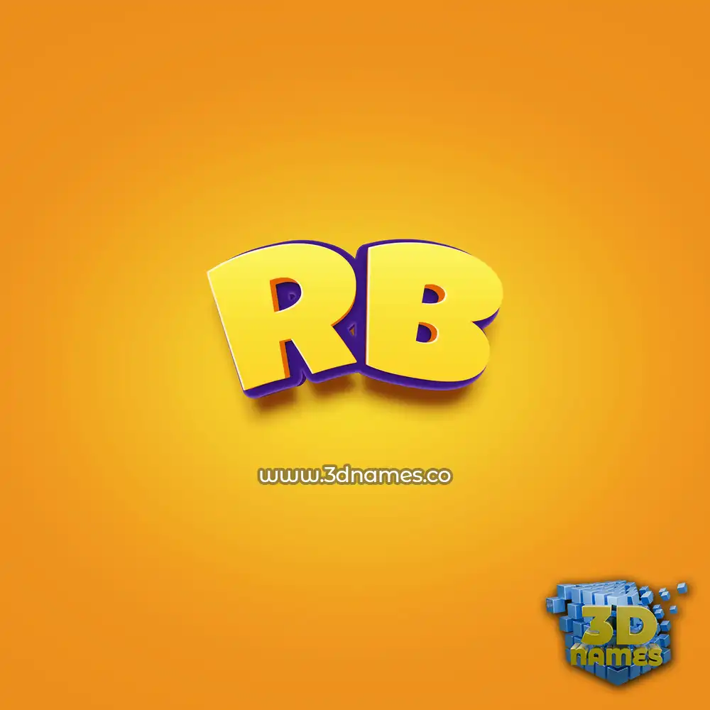 rb in Orange Toon style - 3D name wallpaper