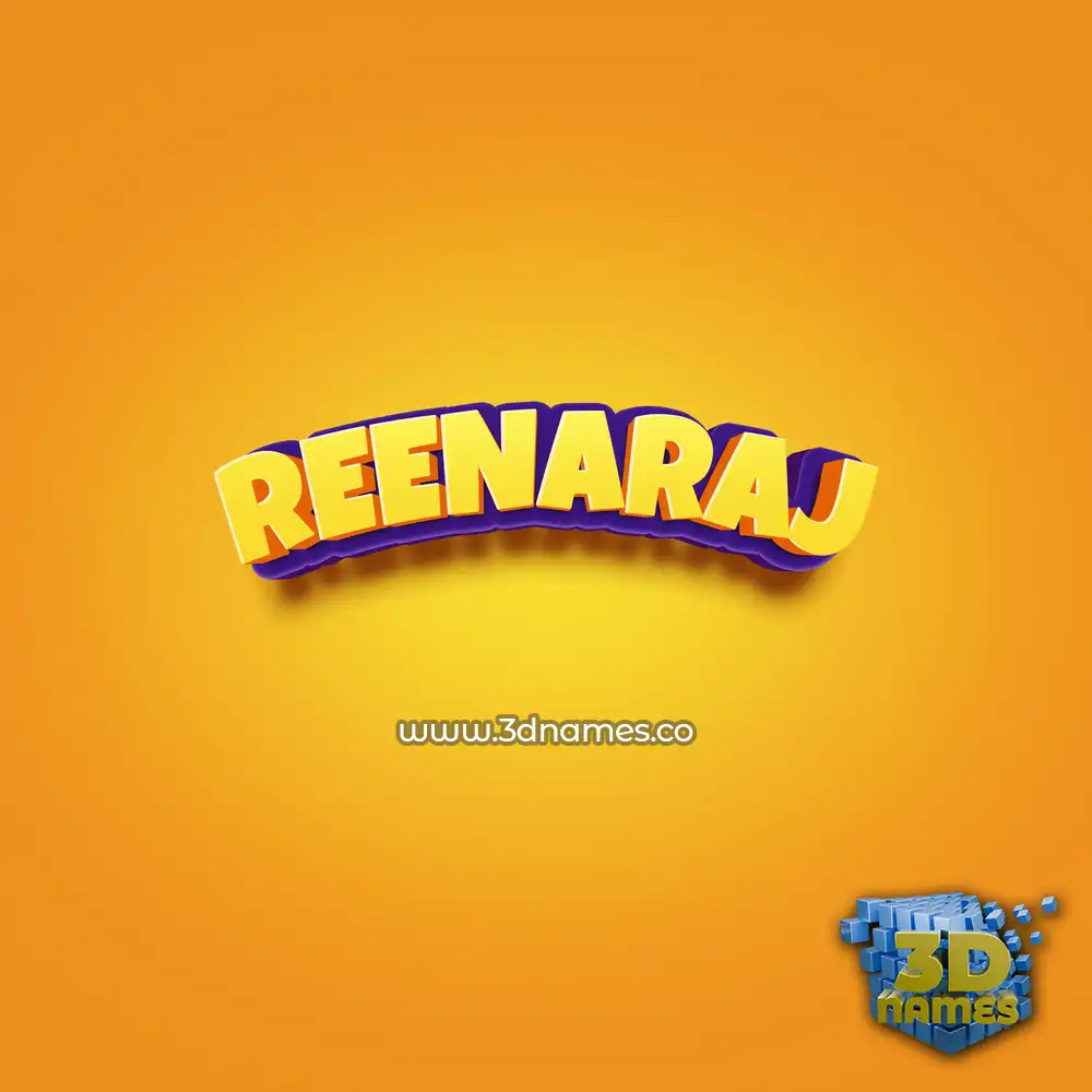 reenaraj in Orange Toon style - 3D name wallpaper