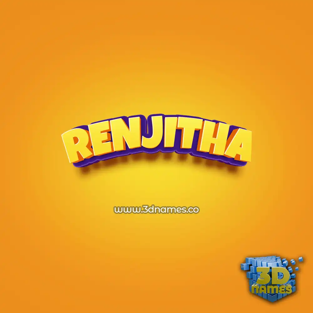 renjitha in Orange Toon style - 3D name wallpaper