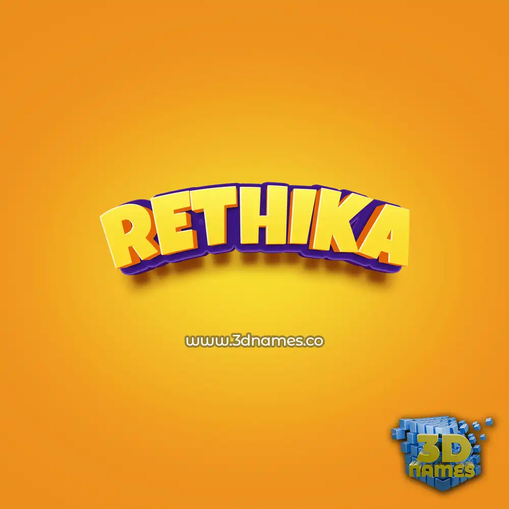 rethika in Orange Toon style - 3D name wallpaper