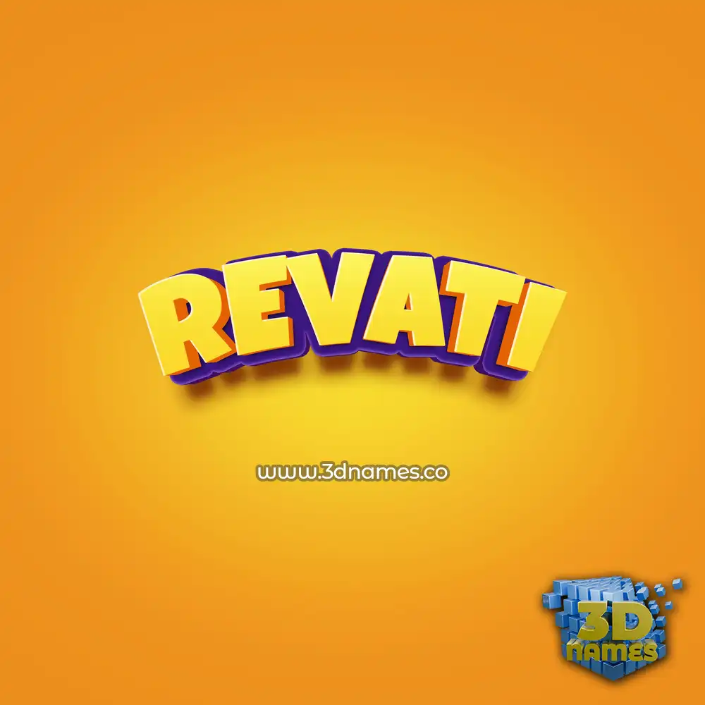 revati in Orange Toon style - 3D name wallpaper
