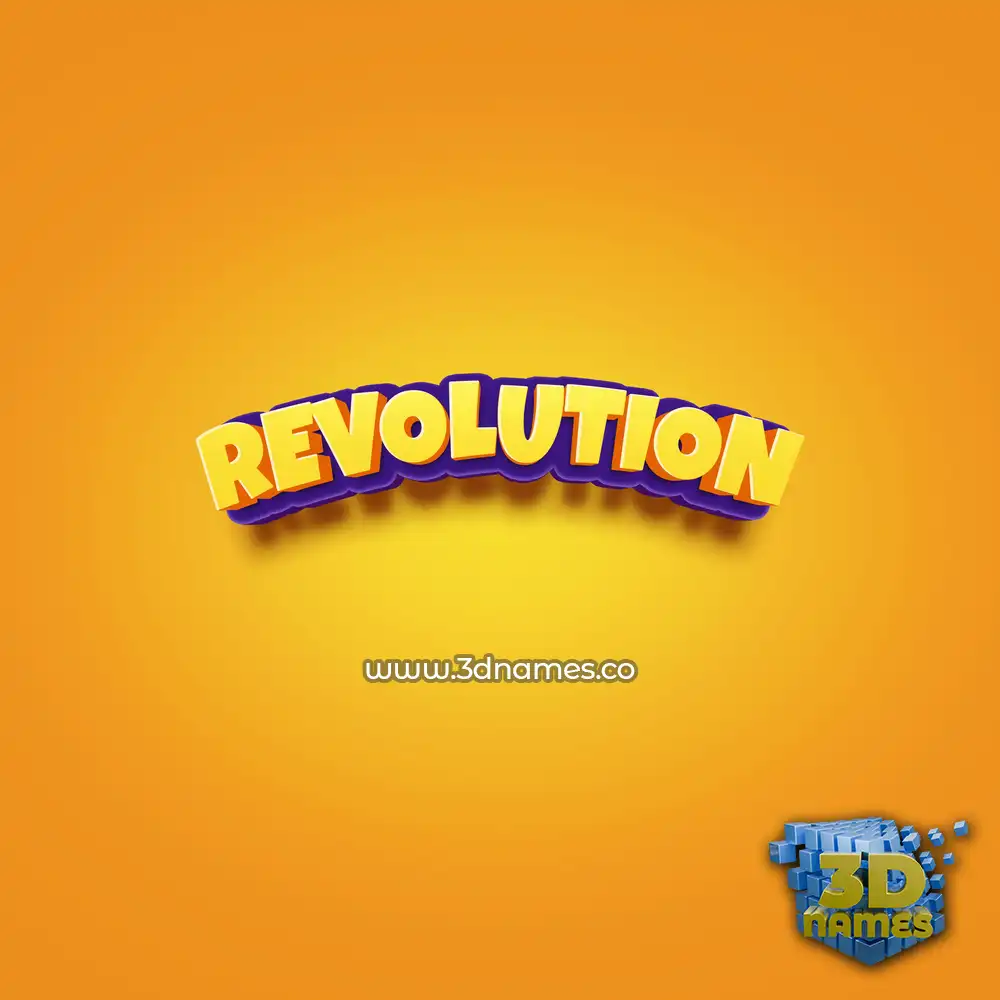 revolution in Orange Toon style - 3D name wallpaper