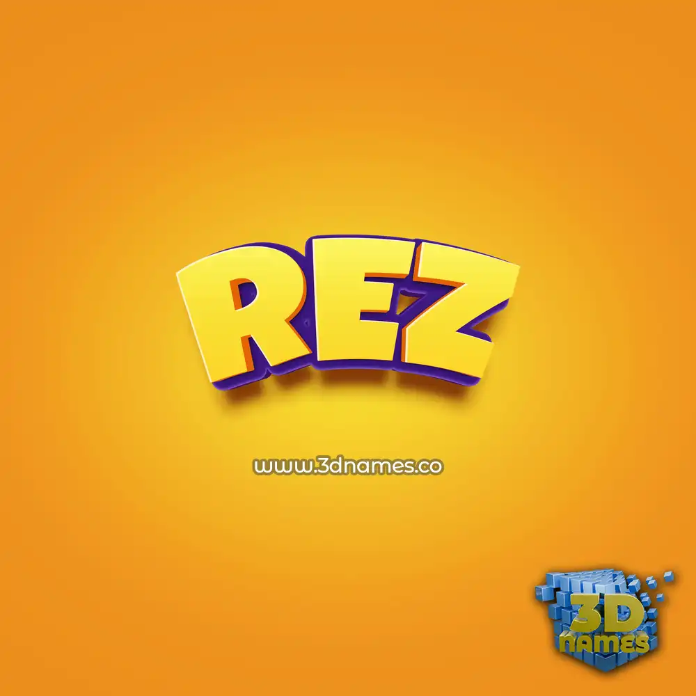 rez in Orange Toon style - 3D name wallpaper