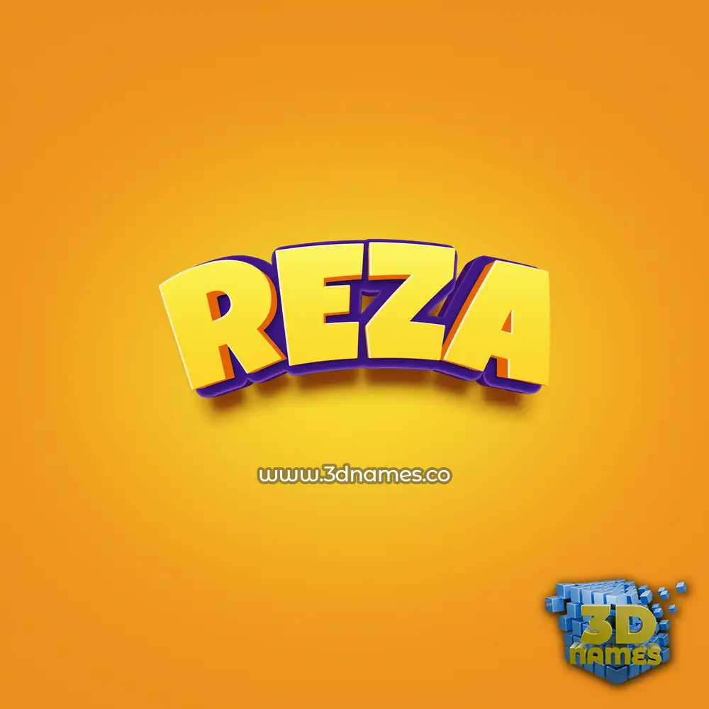 reza in Orange Toon style - 3D name wallpaper