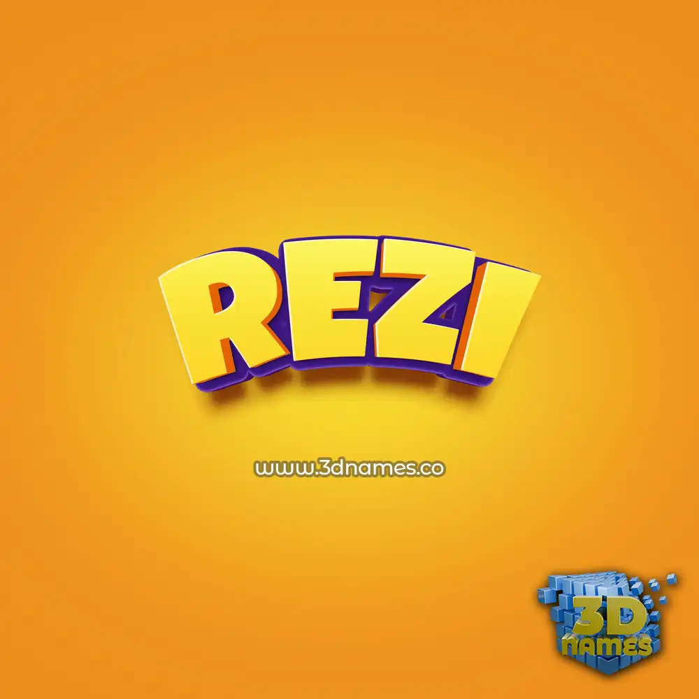 rezi in Orange Toon style - 3D name wallpaper