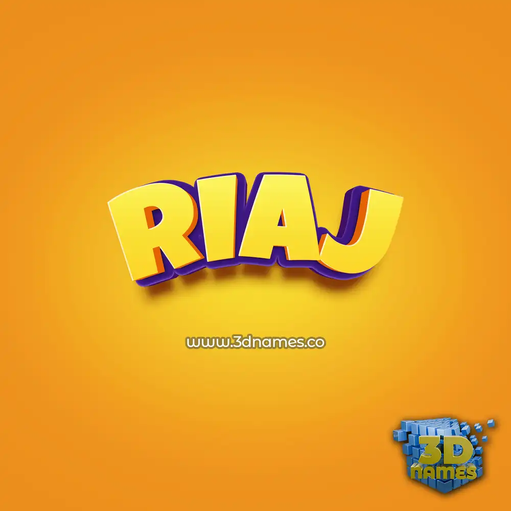 riaj in Orange Toon style - 3D name wallpaper