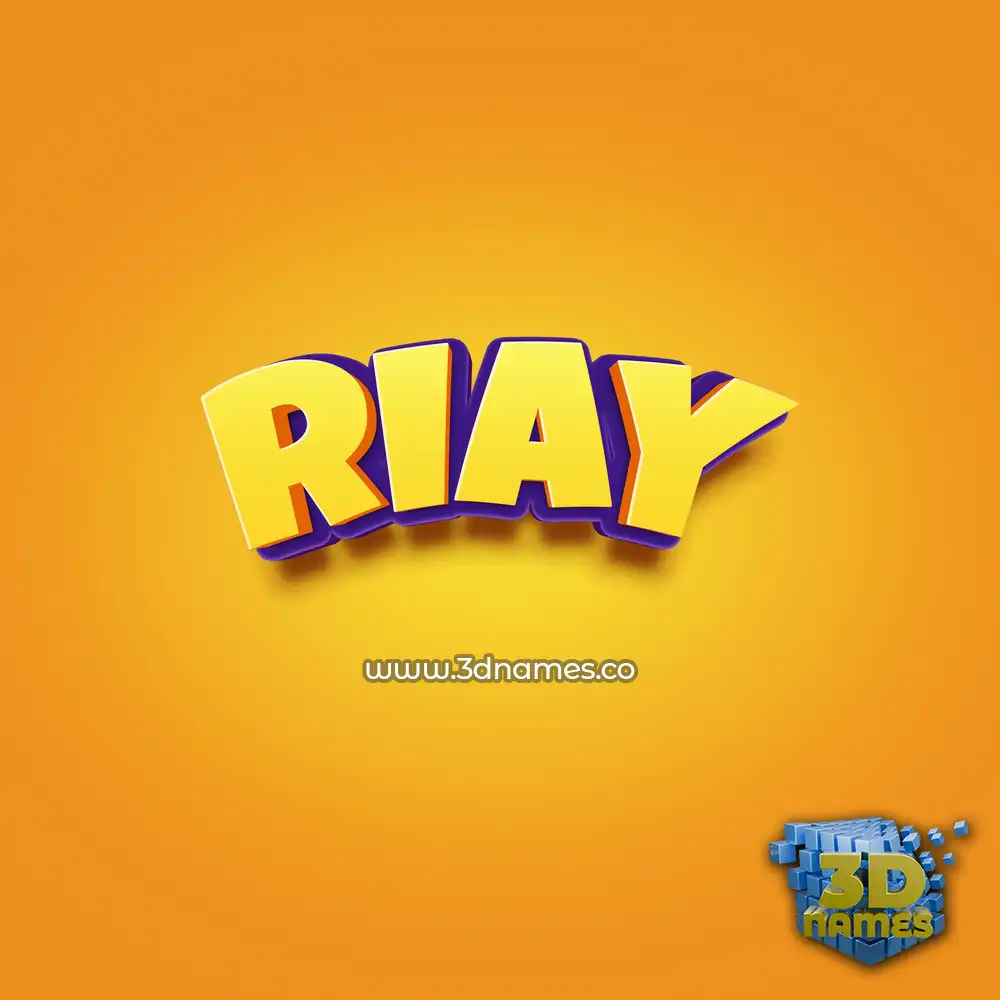 riay in Orange Toon style - 3D name wallpaper