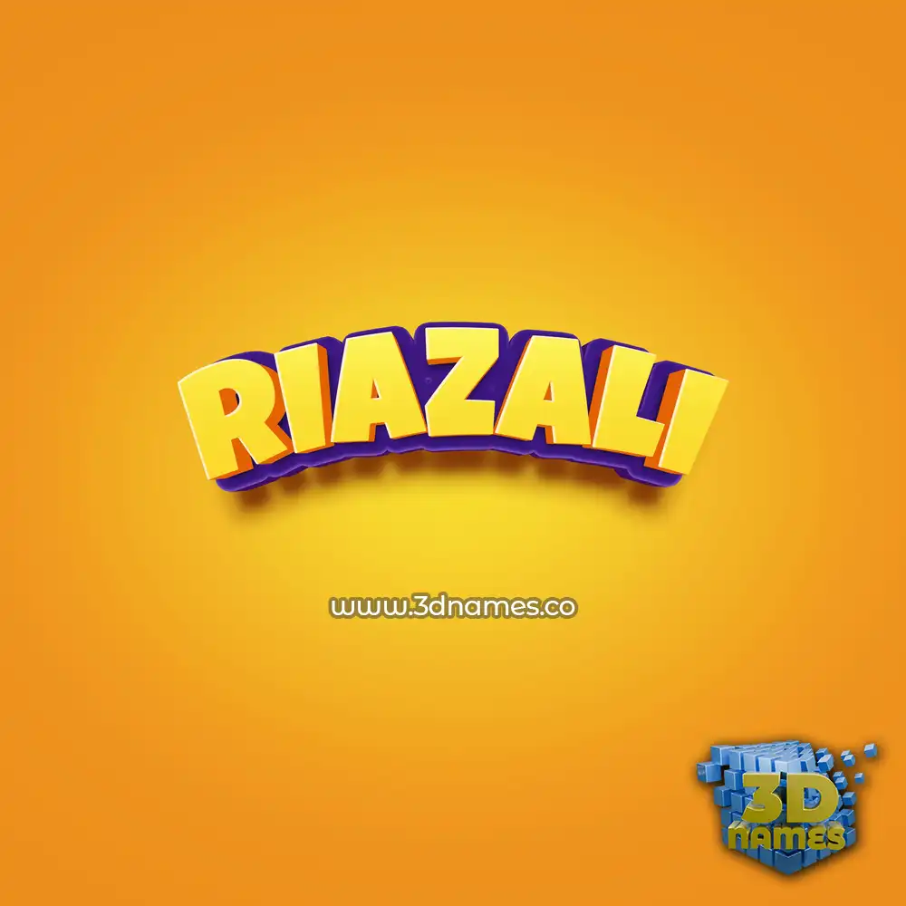 riazali in Orange Toon style - 3D name wallpaper