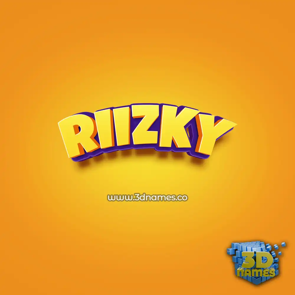 riizky in Orange Toon style - 3D name wallpaper
