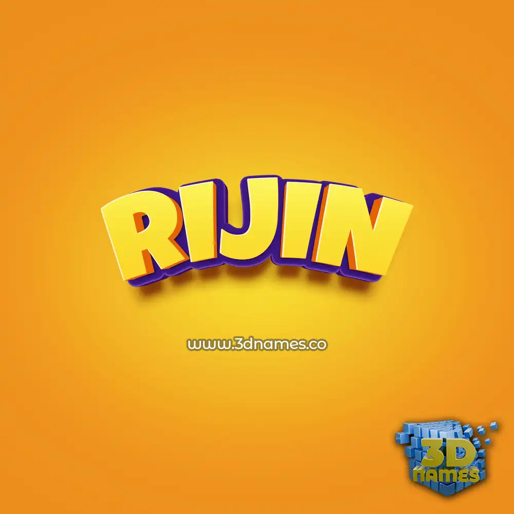 rijin in Orange Toon style - 3D name wallpaper
