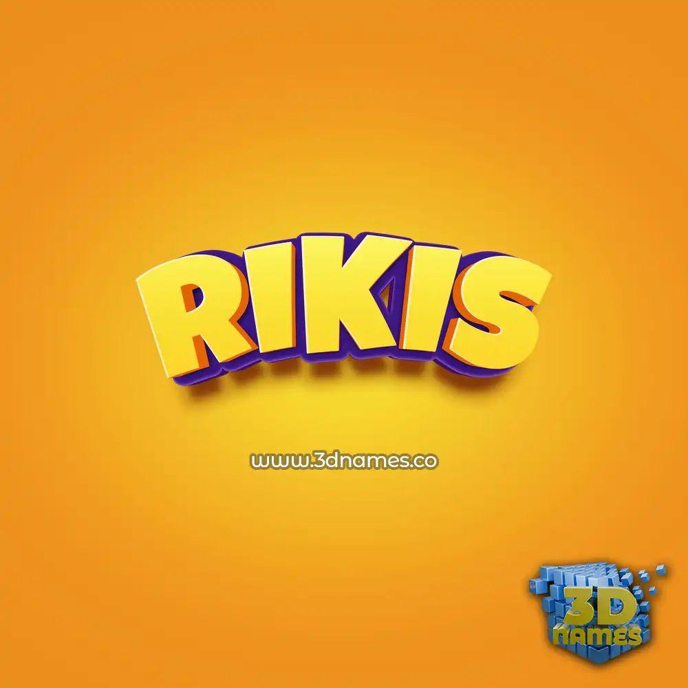 rikis in Orange Toon style - 3D name wallpaper