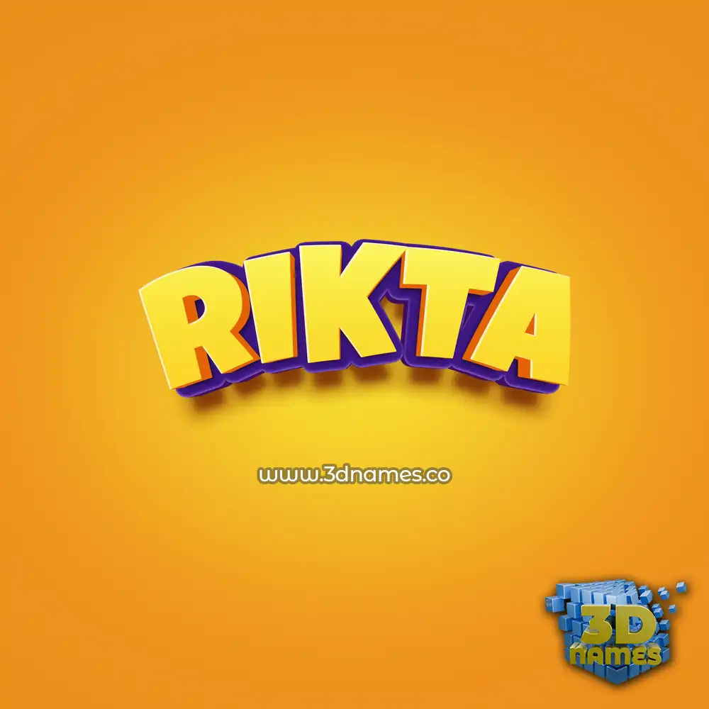 rikta in Orange Toon style - 3D name wallpaper