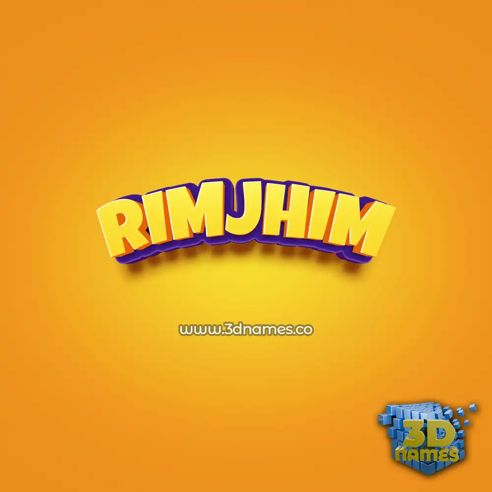 rimjhim in Orange Toon style - 3D name wallpaper