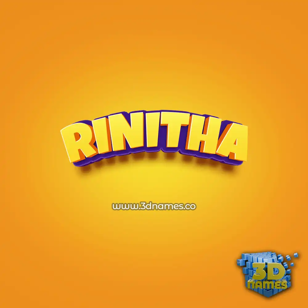 rinitha in Orange Toon style - 3D name wallpaper