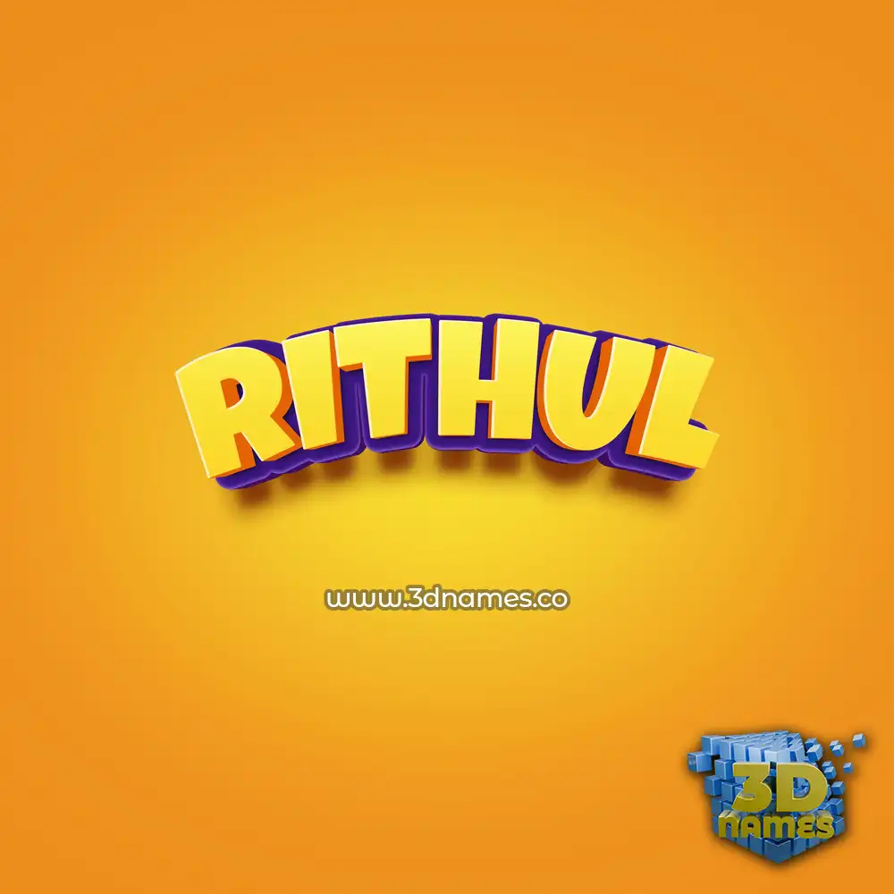 rithul in Orange Toon style - 3D name wallpaper