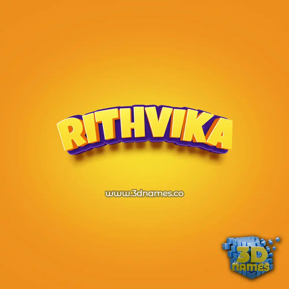 rithvika in Orange Toon style - 3D name wallpaper
