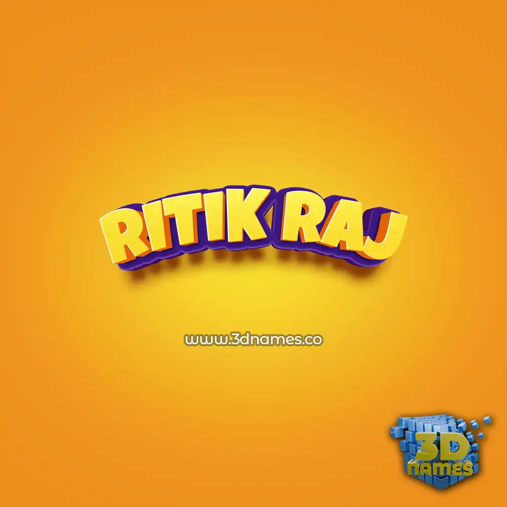 ritik raj in Orange Toon style - 3D name wallpaper