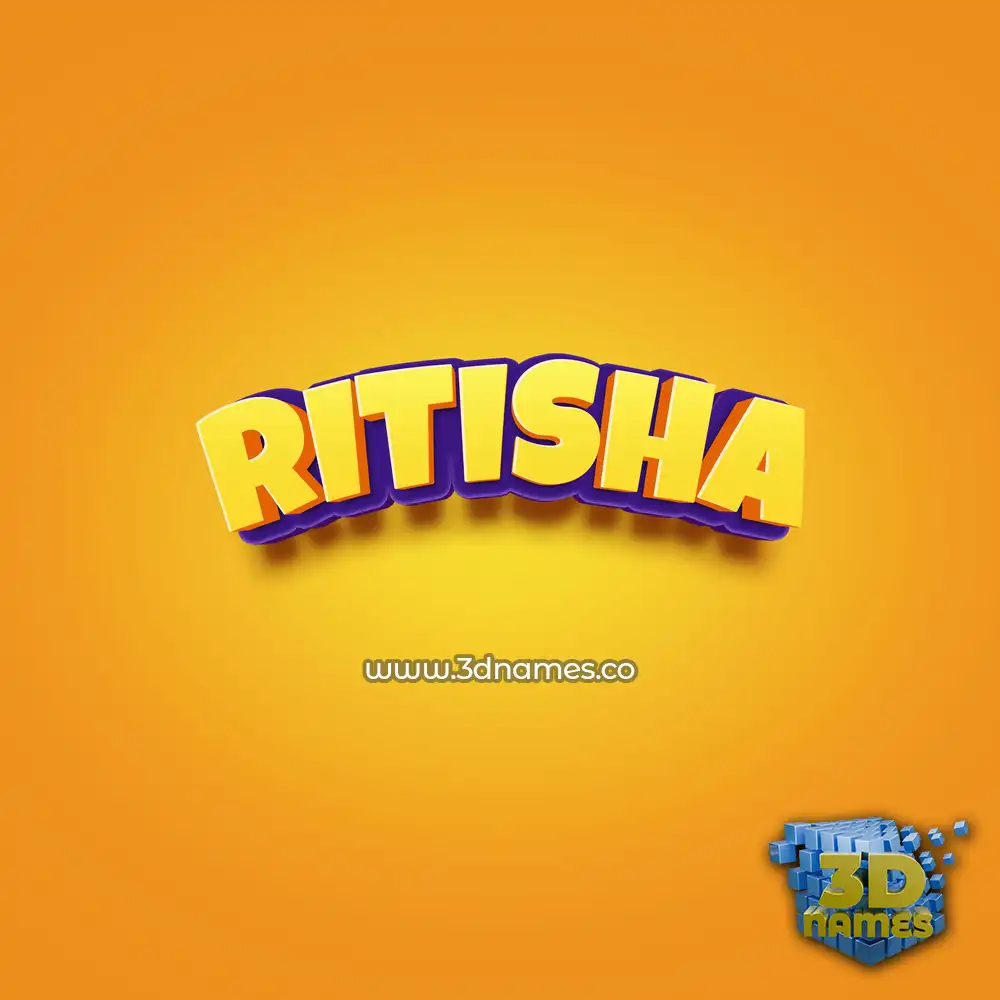 ritisha in Orange Toon style - 3D name wallpaper