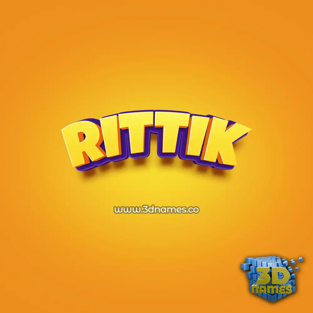 rittik in Orange Toon style - 3D name wallpaper