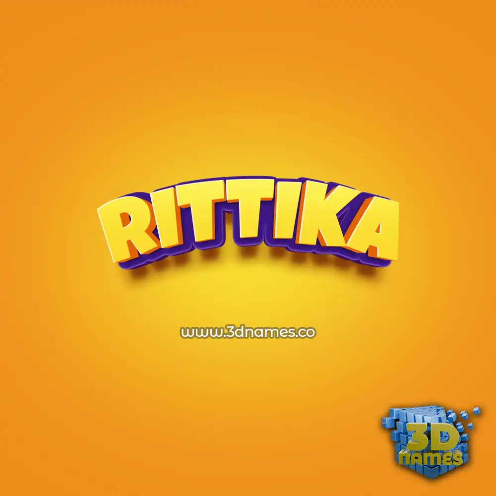 rittika in Orange Toon style - 3D name wallpaper