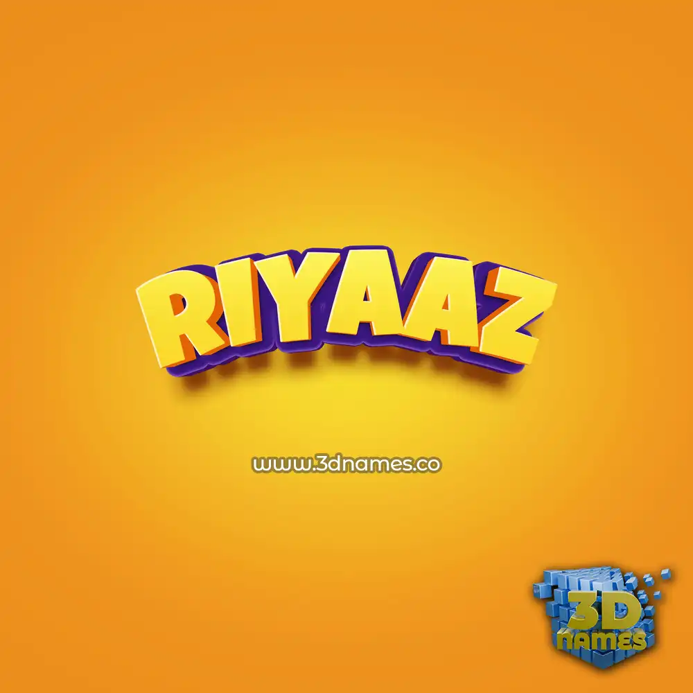 riyaaz in Orange Toon style - 3D name wallpaper