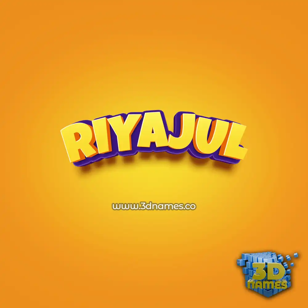 riyajul in Orange Toon style - 3D name wallpaper