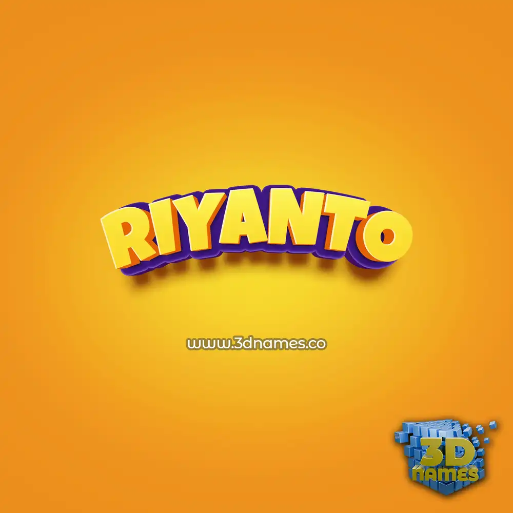 riyanto in Orange Toon style - 3D name wallpaper