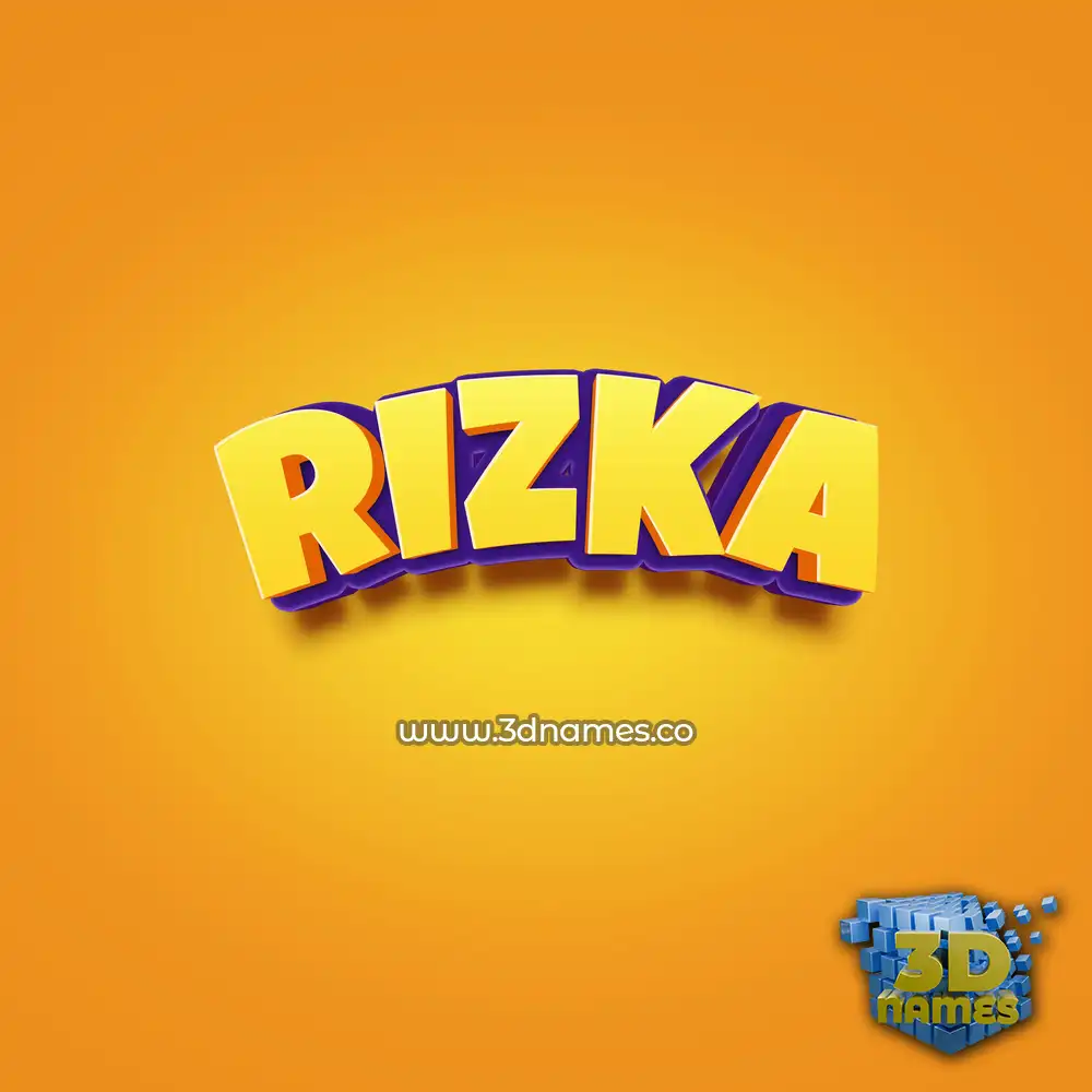 rizka in Orange Toon style - 3D name wallpaper