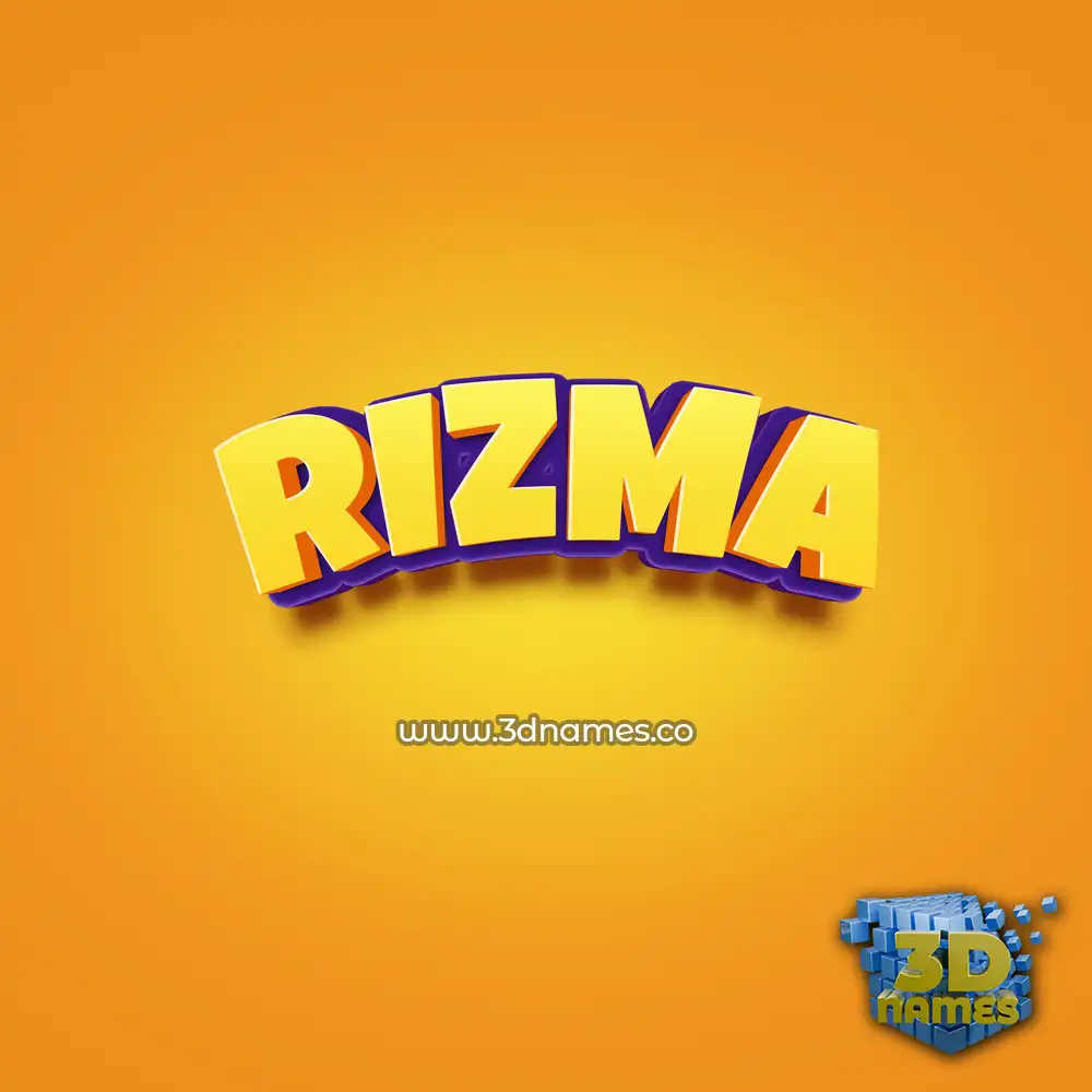 rizma in Orange Toon style - 3D name wallpaper