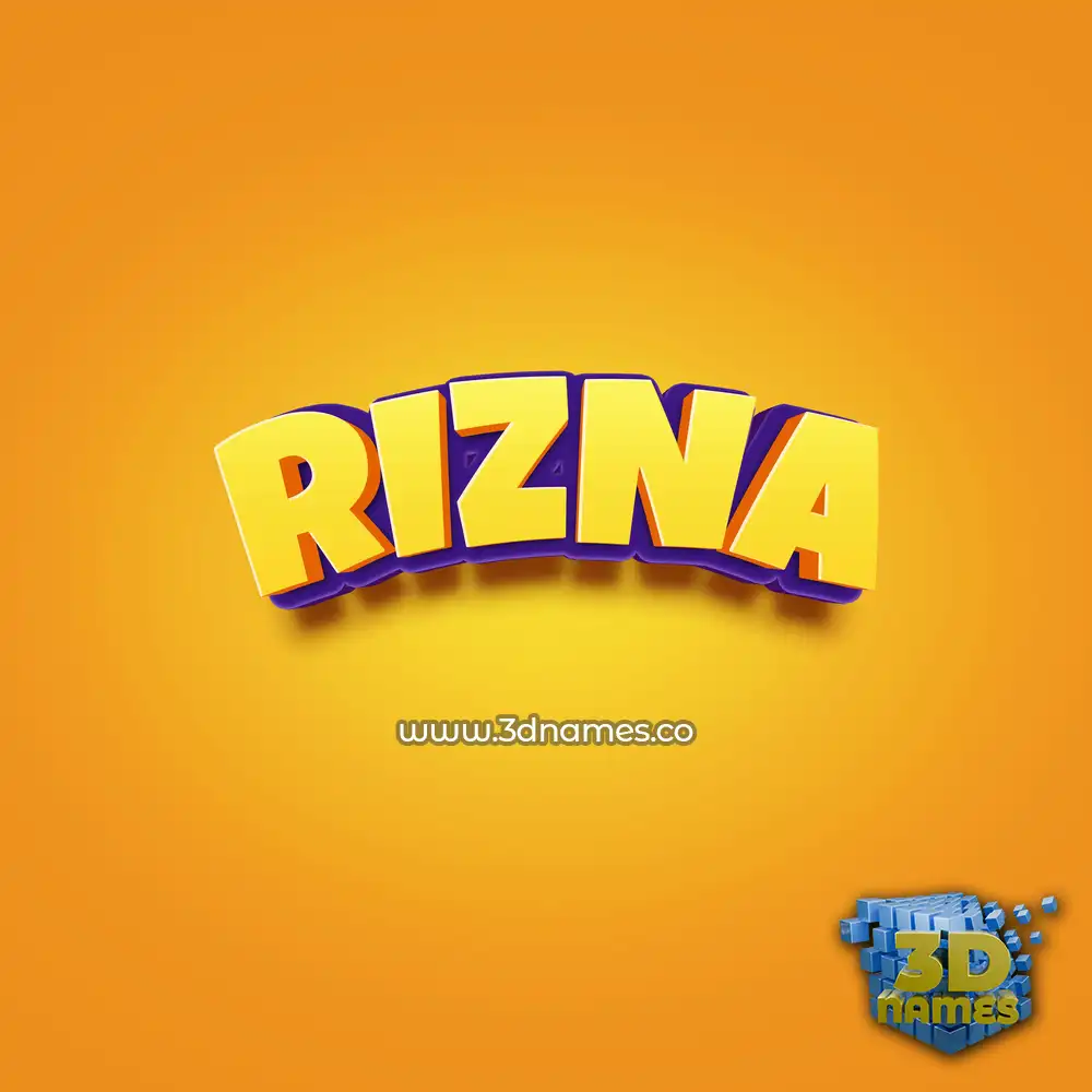 rizna in Orange Toon style - 3D name wallpaper