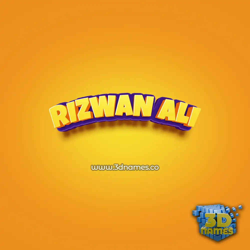 rizwan ali in Orange Toon style - 3D name wallpaper