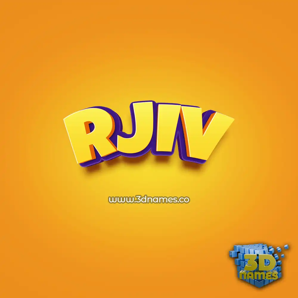 rjiv in Orange Toon style - 3D name wallpaper