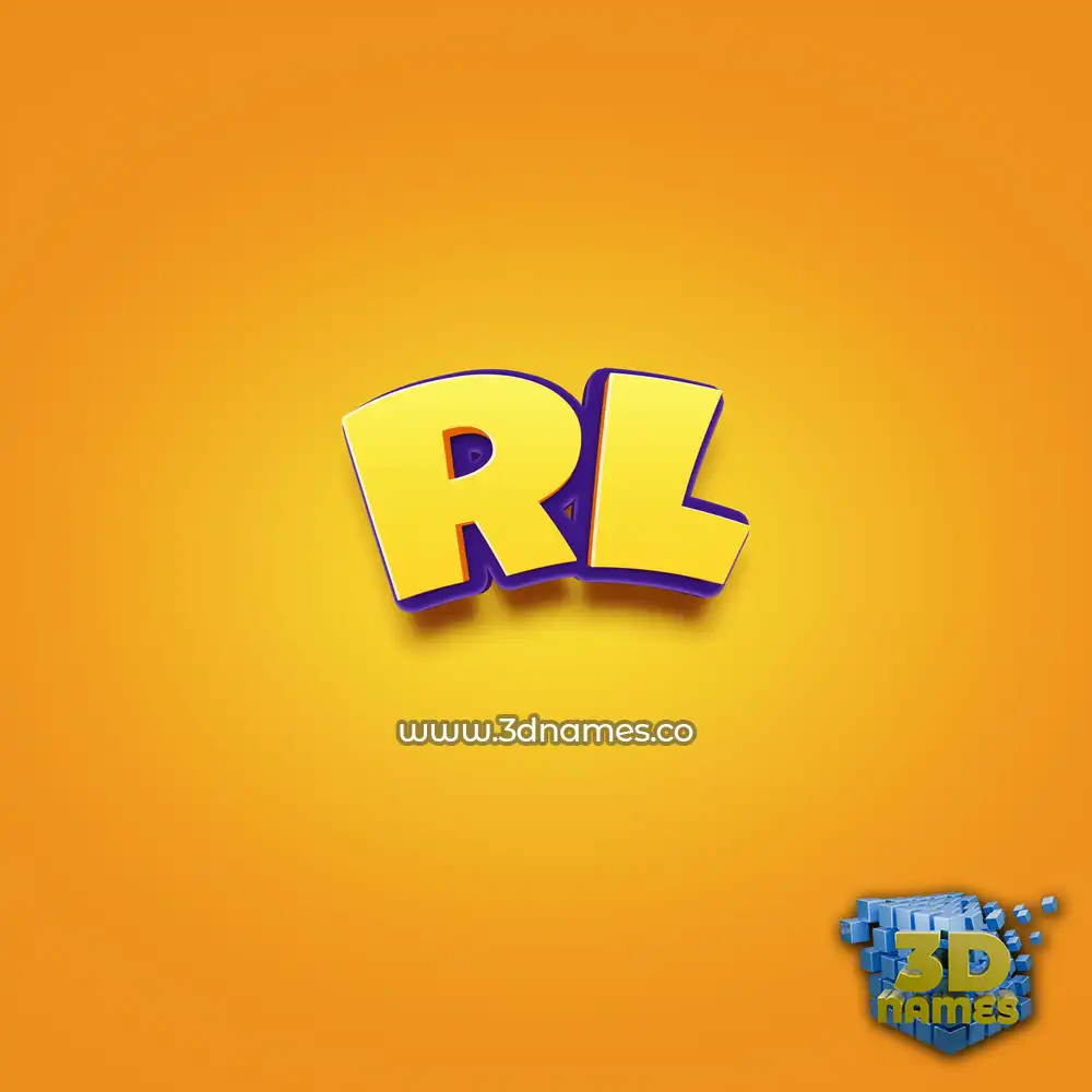 rl in Orange Toon style - 3D name wallpaper