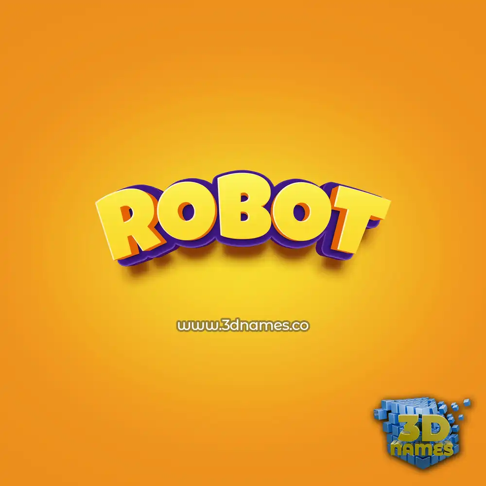 robot in Orange Toon style - 3D name wallpaper