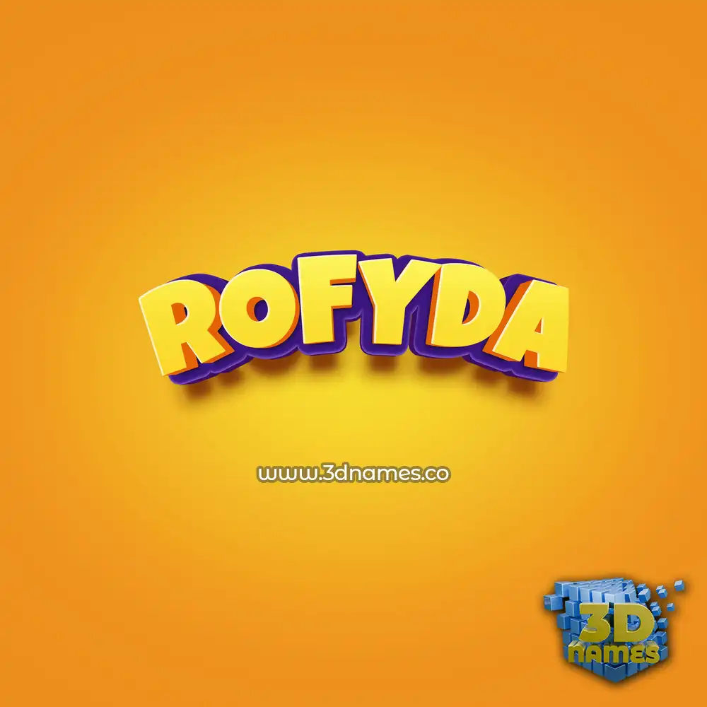 rofyda in Orange Toon style - 3D name wallpaper