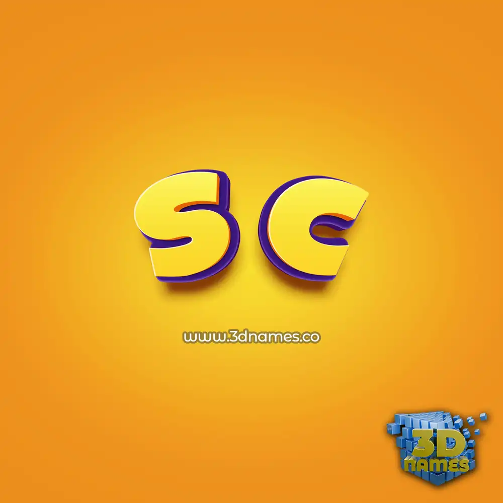 s c in Orange Toon style - 3D name wallpaper