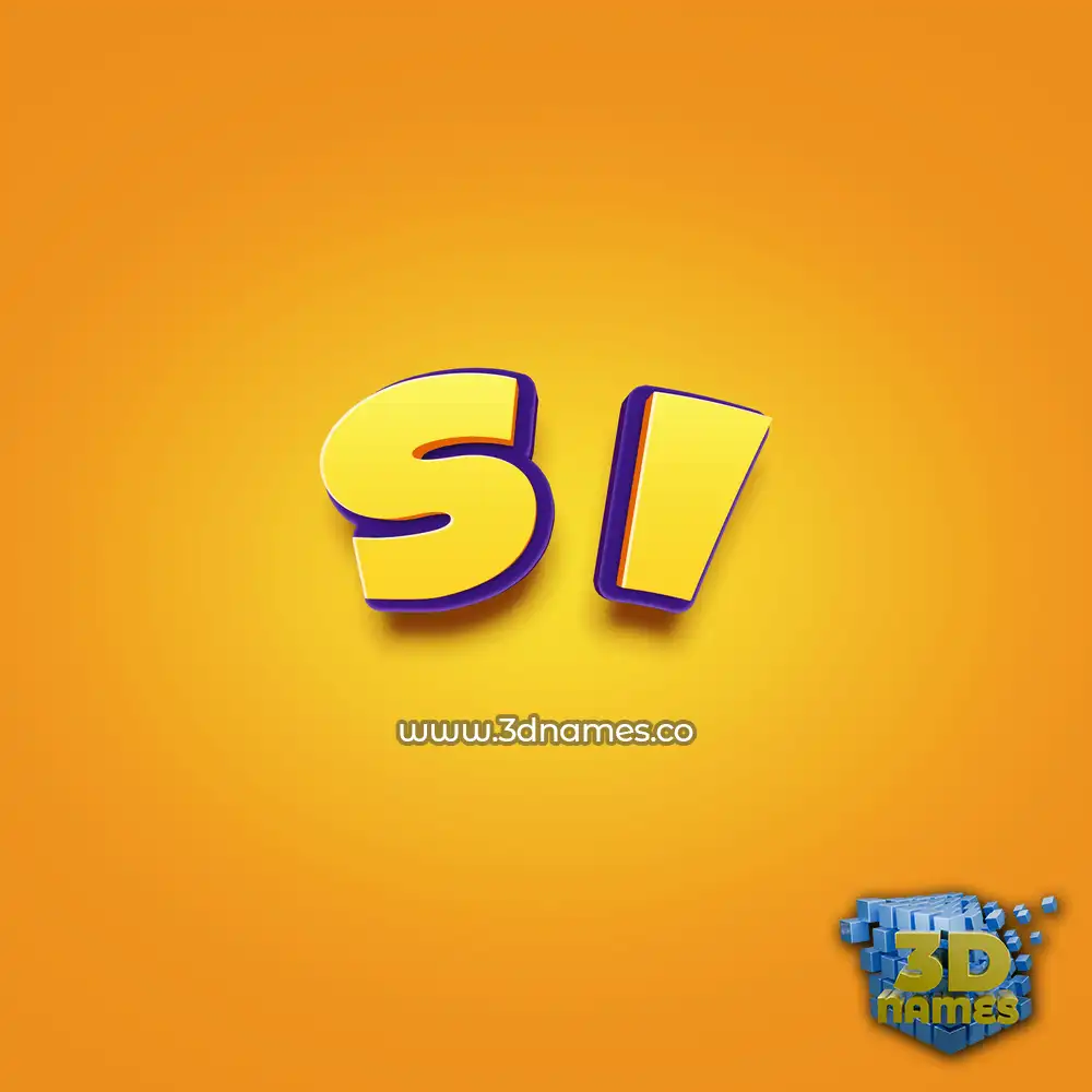 s i in Orange Toon style - 3D name wallpaper