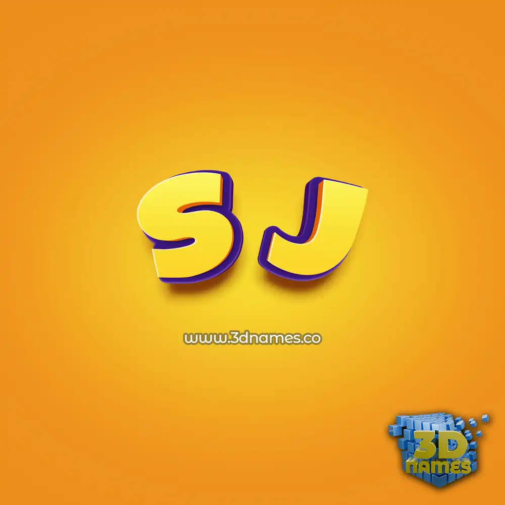 s j in Orange Toon style - 3D name wallpaper