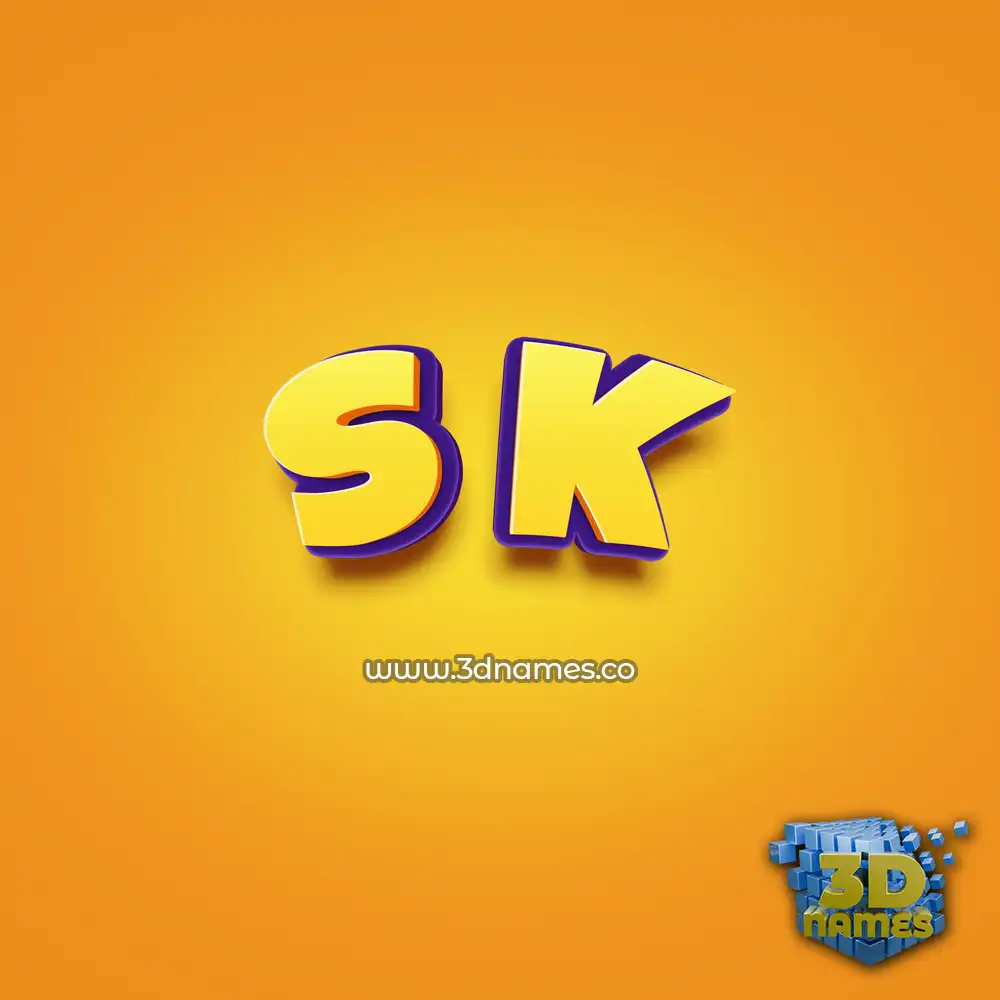 s k in Orange Toon style - 3D name wallpaper