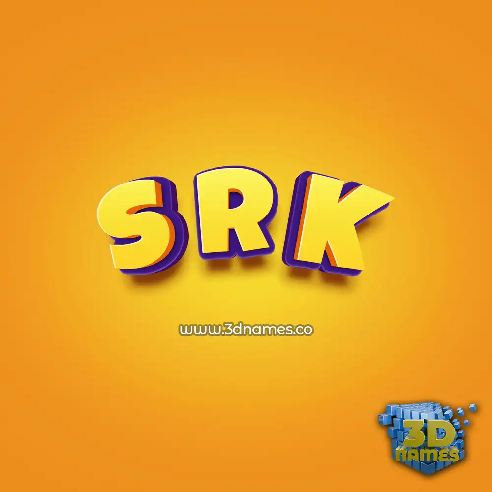 s r k in Orange Toon style - 3D name wallpaper