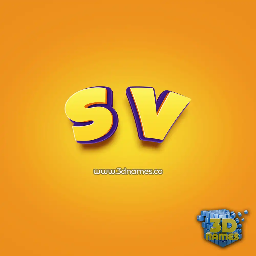 s v in Orange Toon style - 3D name wallpaper