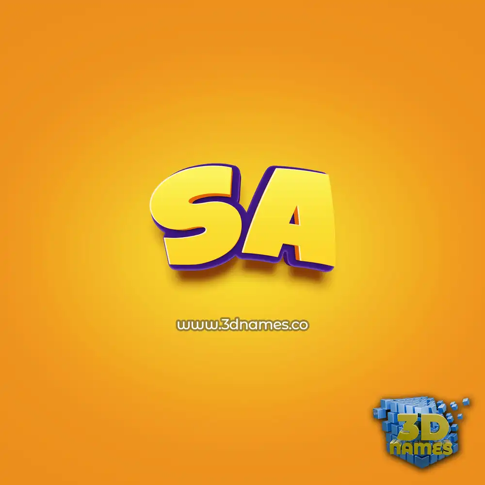 sa in Orange Toon style - 3D name wallpaper