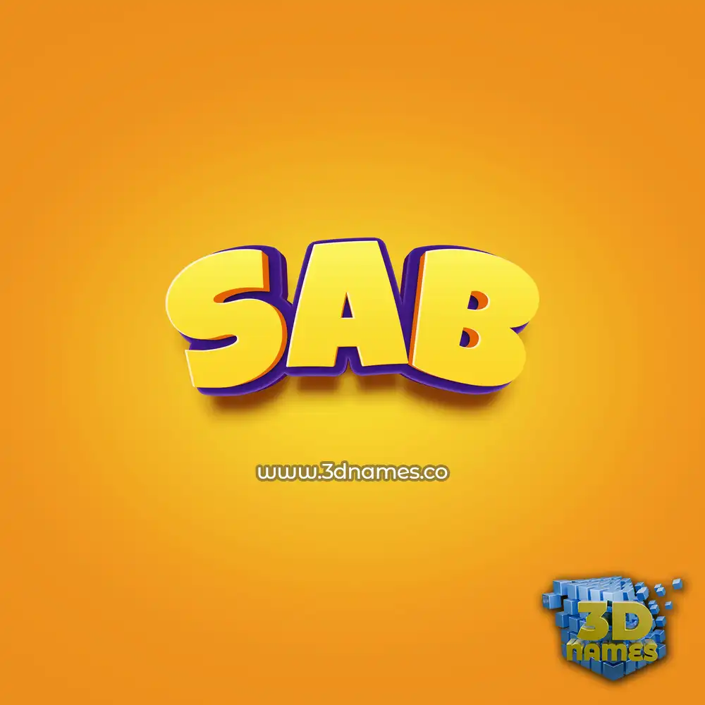 sab in Orange Toon style - 3D name wallpaper