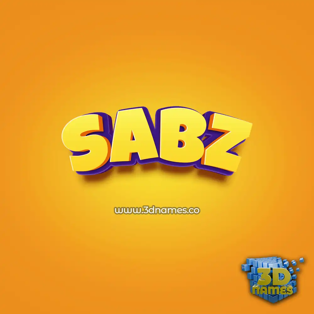 sabz in Orange Toon style - 3D name wallpaper