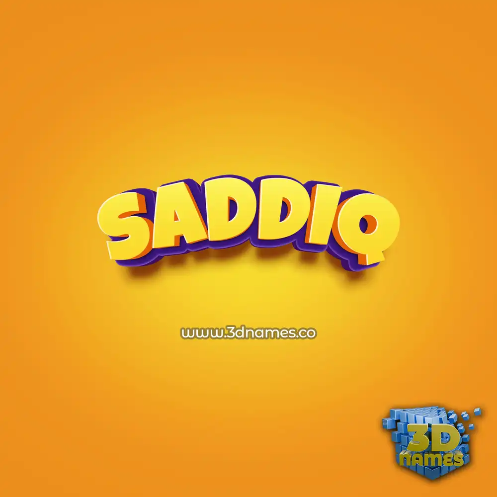 saddiq in Orange Toon style - 3D name wallpaper