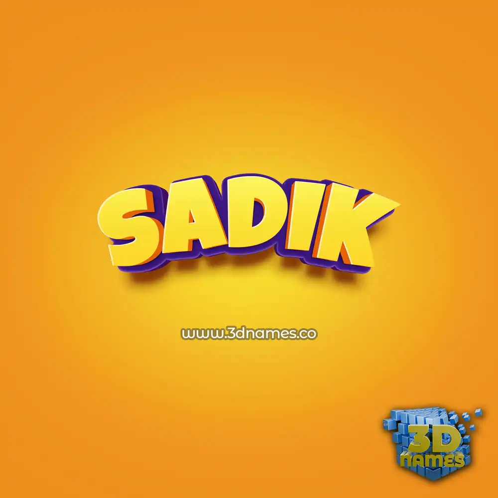 sadik in Orange Toon style - 3D name wallpaper