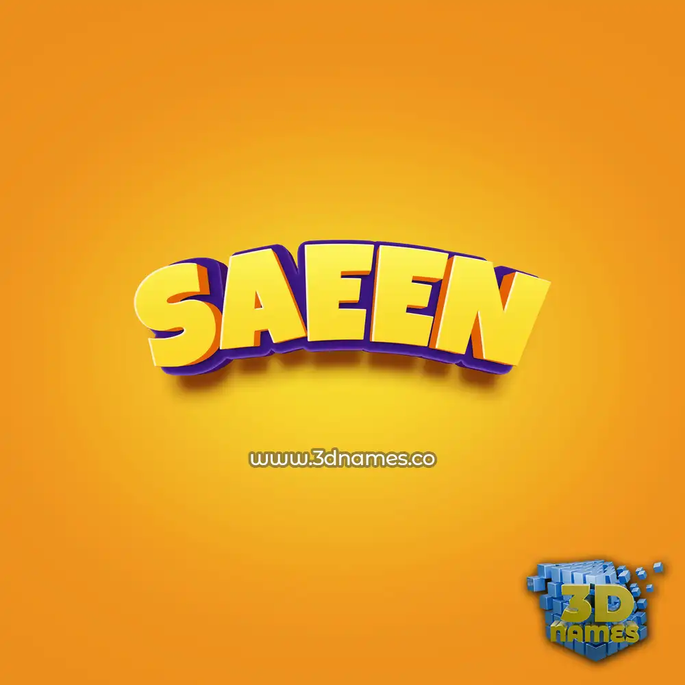 saeen in Orange Toon style - 3D name wallpaper