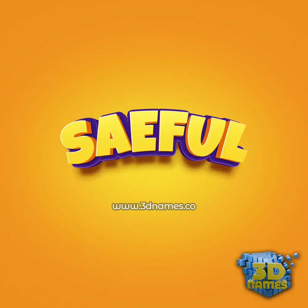 saeful in Orange Toon style - 3D name wallpaper