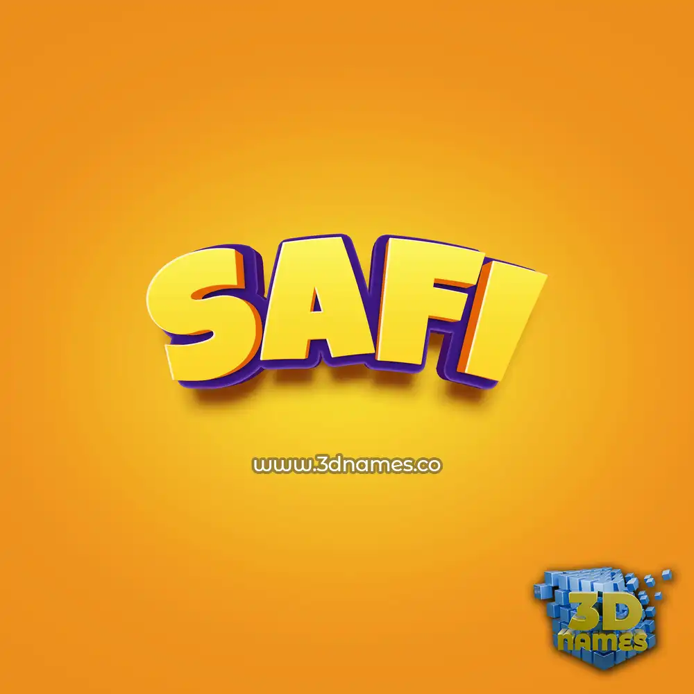 safi in Orange Toon style - 3D name wallpaper